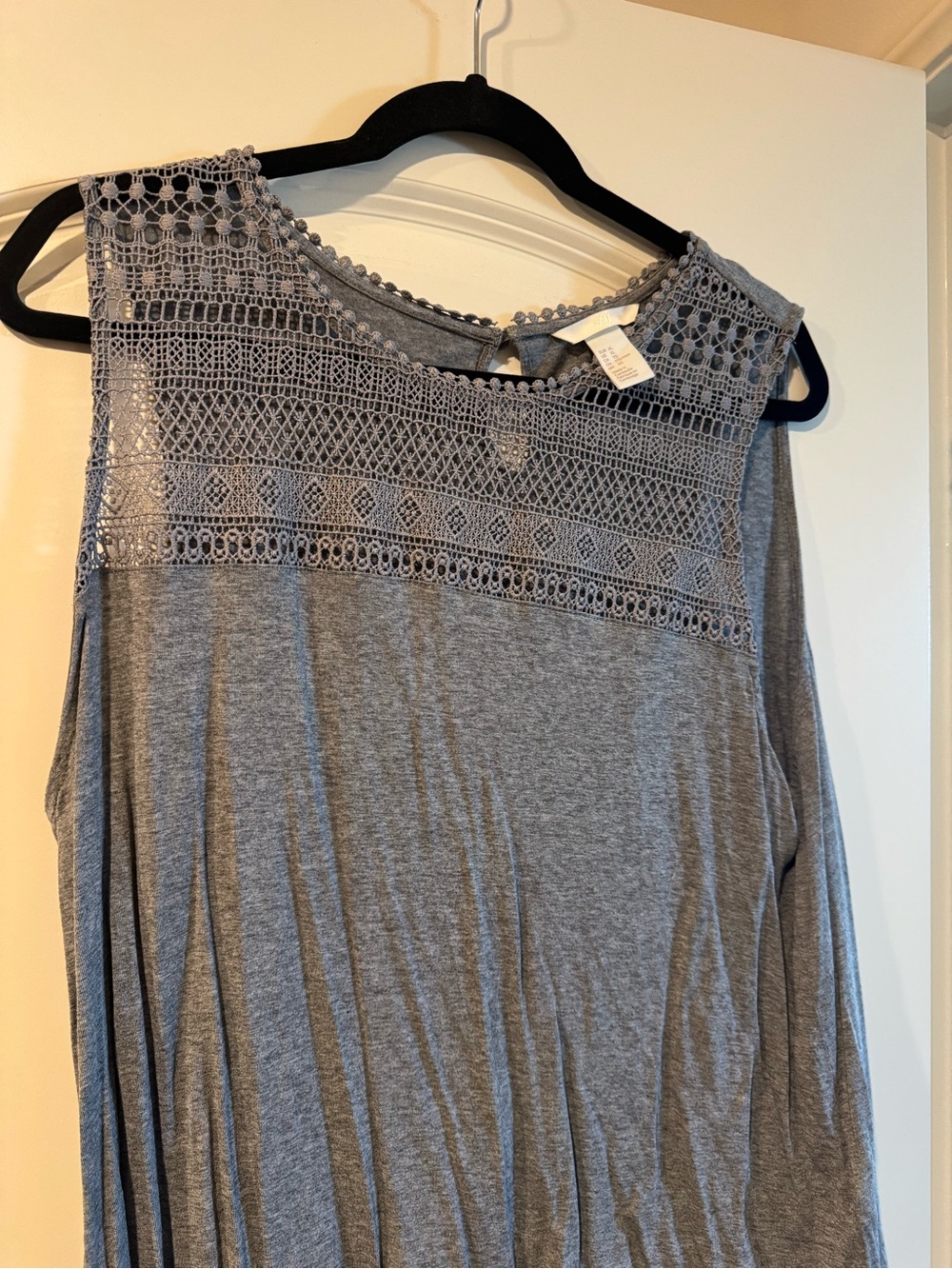 H&M Gray Crochet Yoke Tank Top